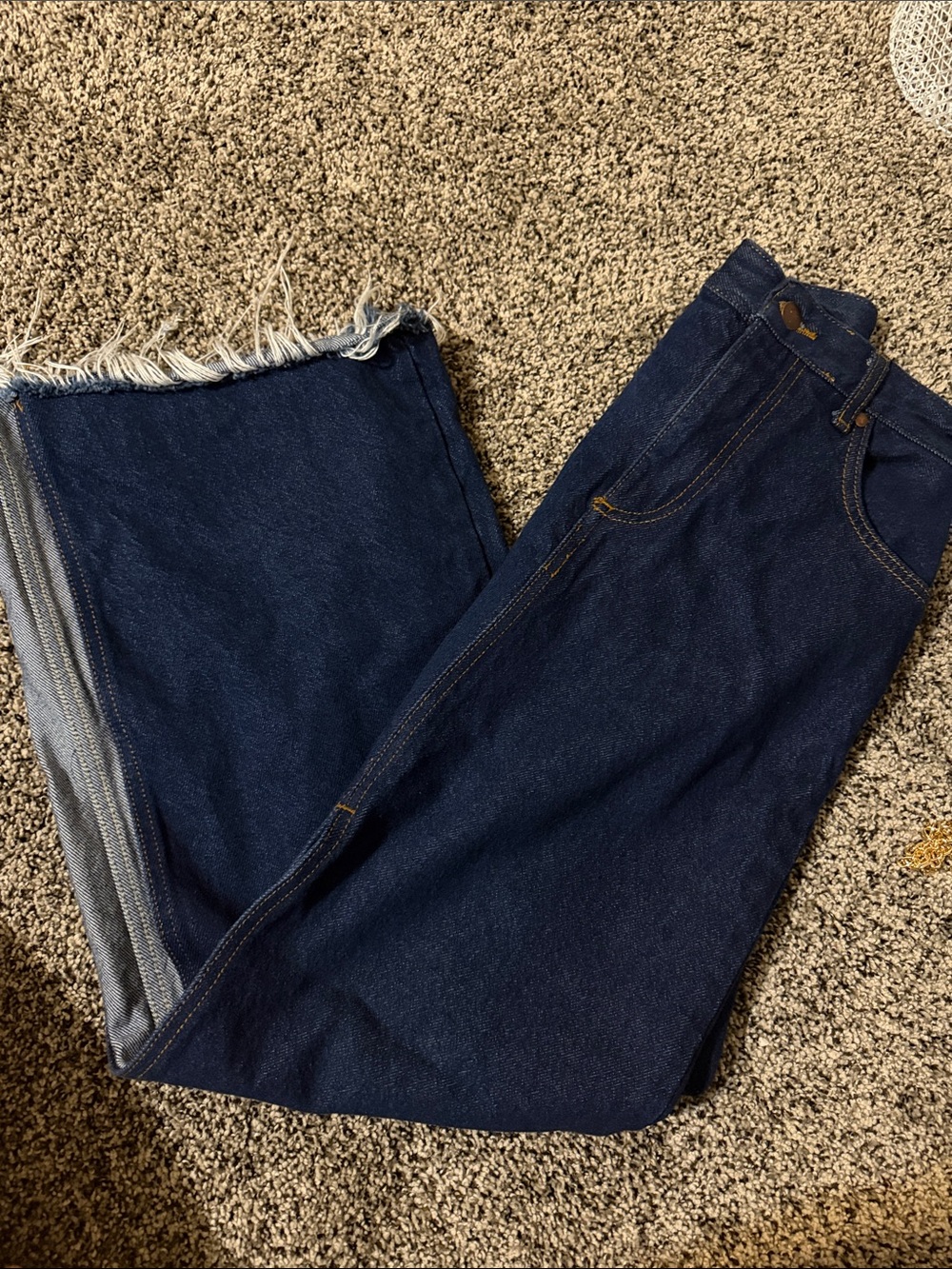 Pilcro Dark Indigo Denim Fringe-Hem Maxi Skirt